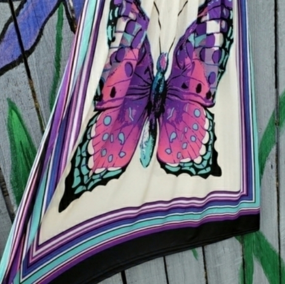 Second Skin NYC Silk Bohemian Hippie Butterfly Pullover Sundress Small NWT - Picture 5 of 7
